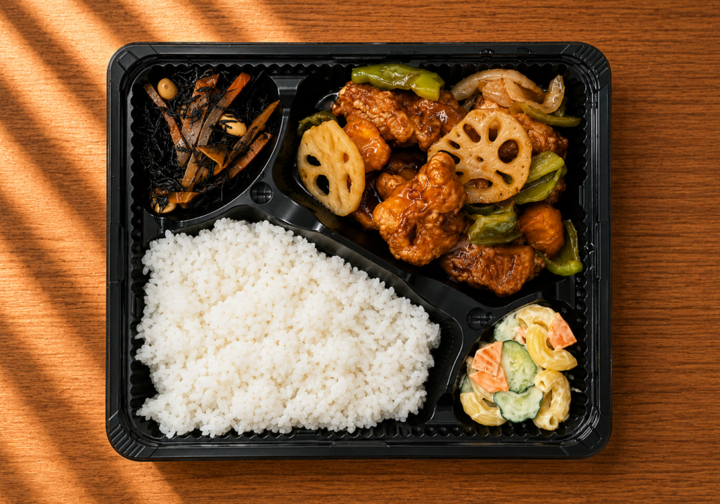 鶏と野菜の黒酢あん弁当