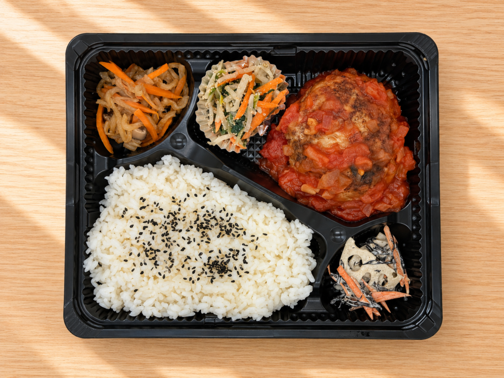 ハンバーグ弁当(ガーリックトマトソース)
